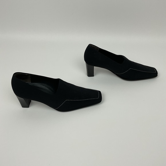 Paul Green Black Heels Womens 3.5 Square Toe Handmade Austria - Picture 5 of 10
